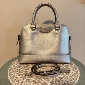 Kate Spade Metallic Golden Dome Satchel Handbag with Removable Strap